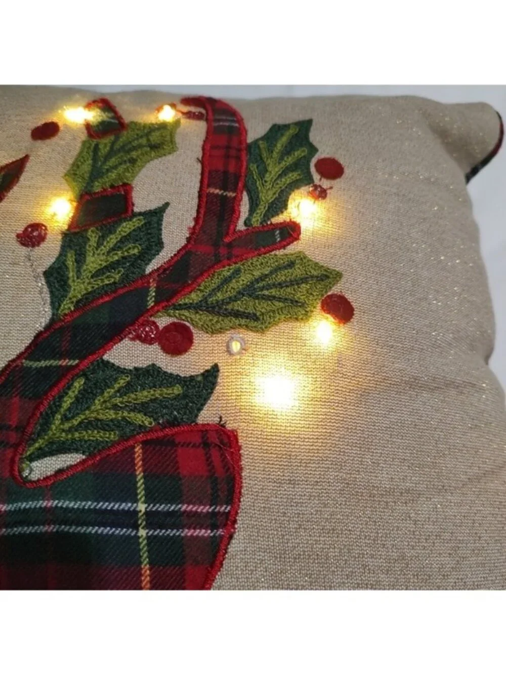 Pier 1 Imports Lighted Reindeer Holiday Throw Pillow 18x18